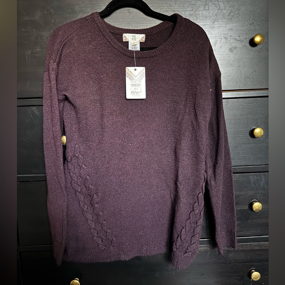 Pink Rose Women's Sweater in Dark Purple